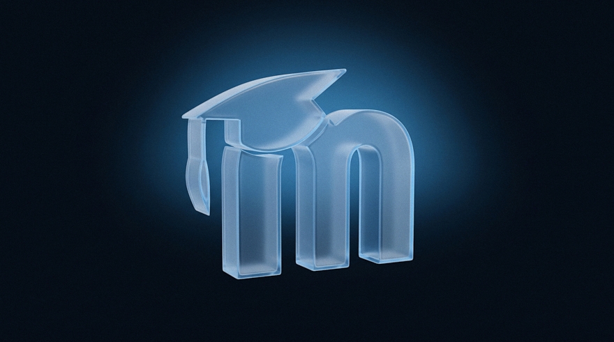 Icona 3D del logo di Moodle con tocco accademico