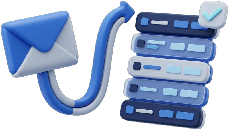 Illustrazione: un’email con un ordine che diventa una riga nel gestionale